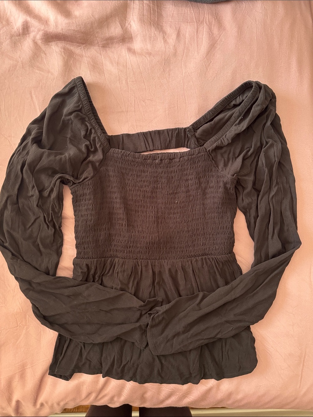 Old Navy Black Smocked Square-Neck Blouse